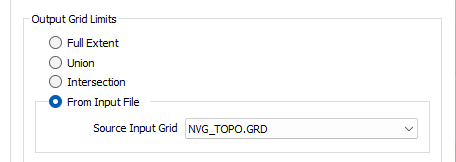 The Output Grid Limits options in the Raster Calculator form