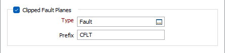 The Clipped Fault Planes options on the Output tab of the Geology Model form