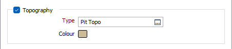 The Topography options on the Output tab of the Geology Model form