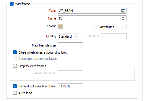 The Wireframe options on the Output tab
