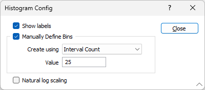 The Histogram parameters dialog