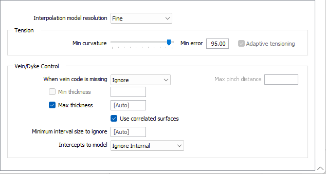 The Global Defaults tab of the Vein Network form