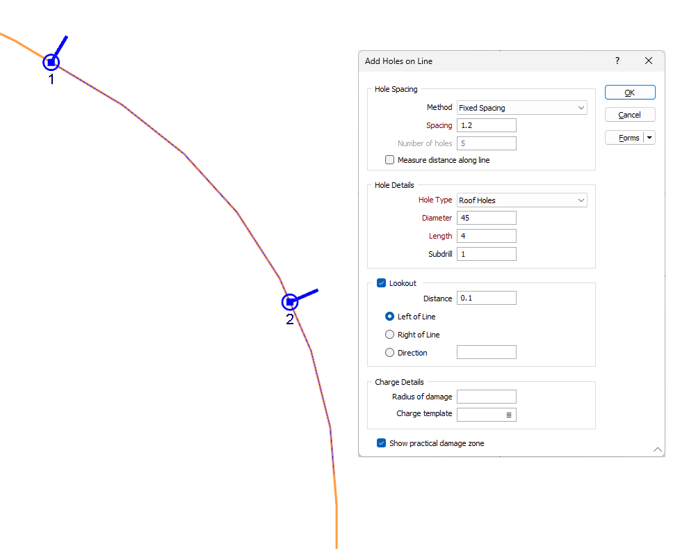 Example of disabled Measure distance along line check box