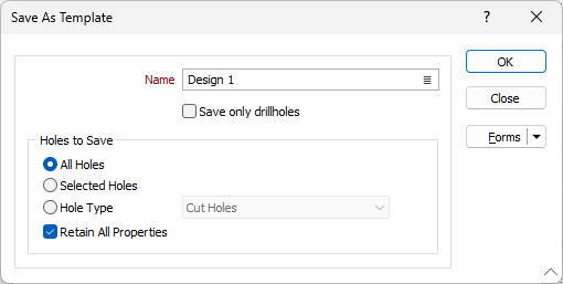 The Save As Template form