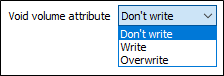 The Void volume attribute drop down menu