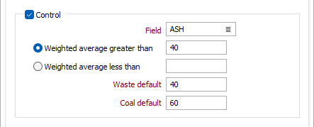 The Control options on the Conditions tab of the Recode Seams form