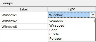 The Type drop down menu