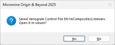 The View Variogram Control File prompt