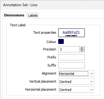 The Text Label options in the Annotation Set form