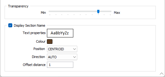 The Transparency and Display Section Name options