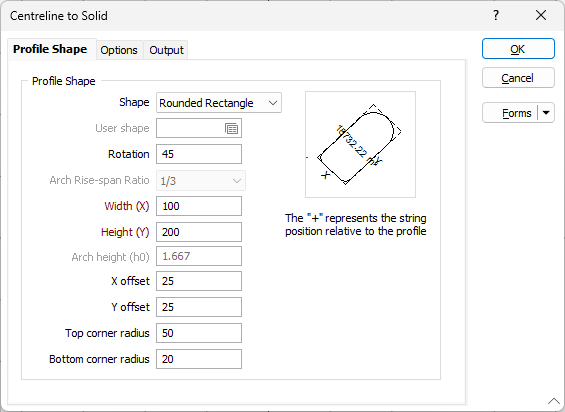 An example of a configured Rounded Rectangle shape