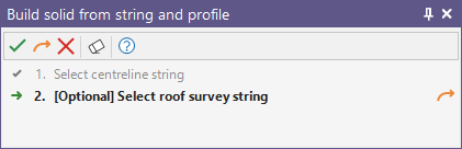 The Build solid from string and profile selection wizard for Roof string