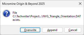 The prompt to Overwrite or Append the Output file