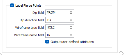 The Label Pierce Points options on the Wireframe Pierce Points form Output tab