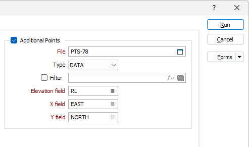 The Additional Points options on the Input/Output tab