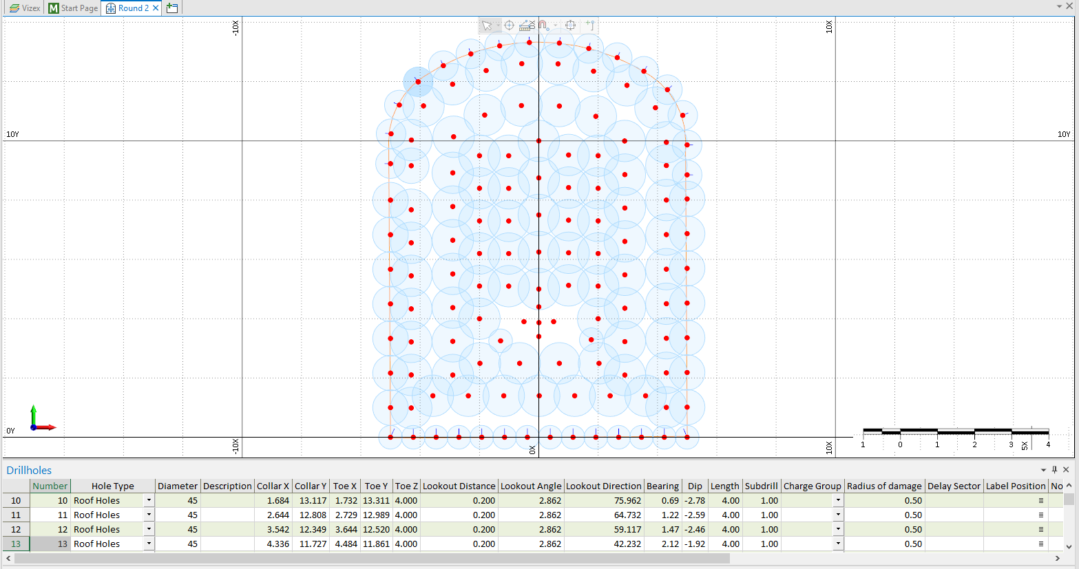 The Round Editor window with the Show Table option active