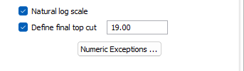 The Natural Log Scale options of the Top Cut form