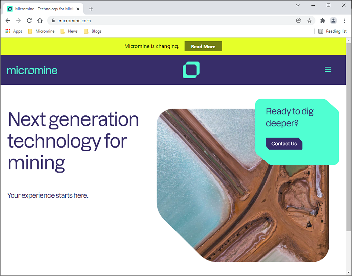 The Micromine Home page online