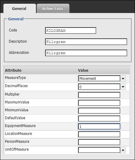 The New Measure General configuration parameters
