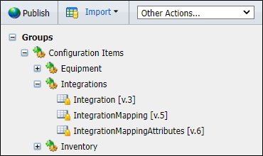 The Integrations groups in the Reference Data tree