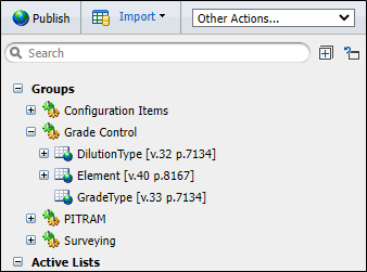 The Grade Control | Dilution Type / Element options