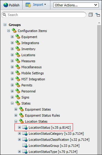 The Groups | States | Location States | Location Status option