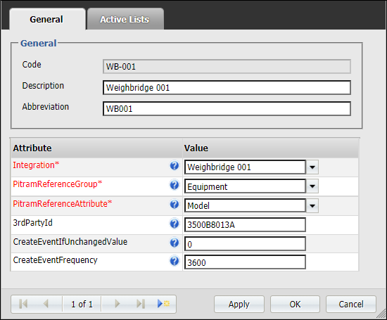 The General attributes on the Create New Integration Mapping Attributes dialog