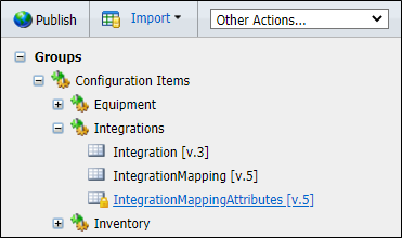 The Integrations groups in the Reference Data tree