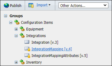 The Integrations groups in the Reference Data tree