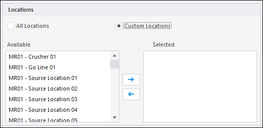 The Locations options in the Print Options dialog