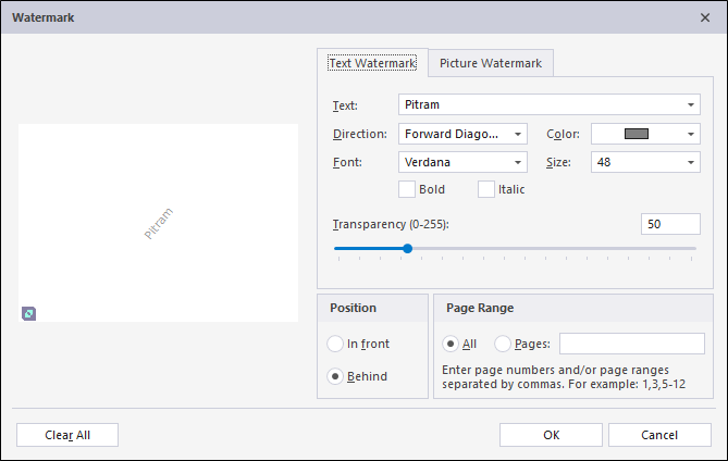 The Watermark form