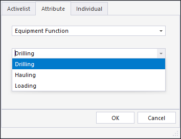 The Attribute tab of the Equipment filter
