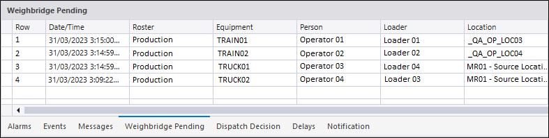 The Weighbridge Pending pane