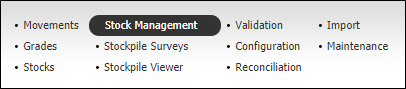 The Materials Management menu with Stock Management selected