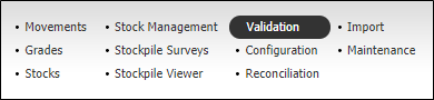The Validation option in the Materials Management ribbon