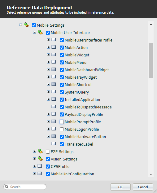 The Mobile Settings for Reference Data Deployment