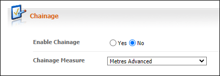 The Chainage options for the Materials Management service Configuration