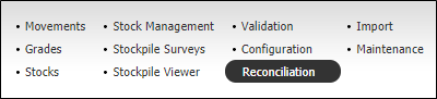 The Reconcilliation option on the Materials Management menu