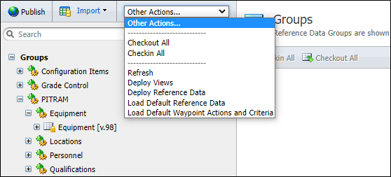 The Other Actions menu for the Reference Edit tree