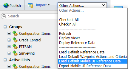 The Load Defsault Mobile UI Reference Data option