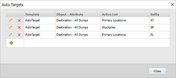 The Auto Targets dialog