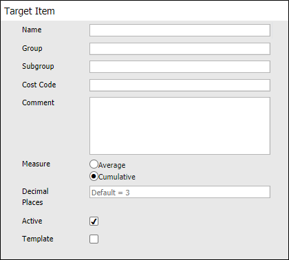 The Target Item dialog