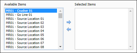 The Available Items and Selected Items lists
