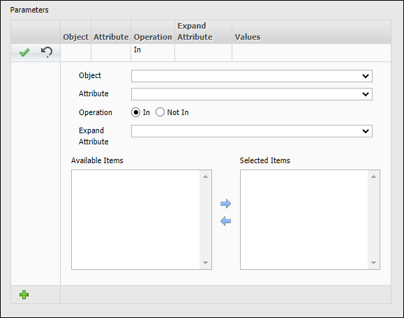 The Parameters options 