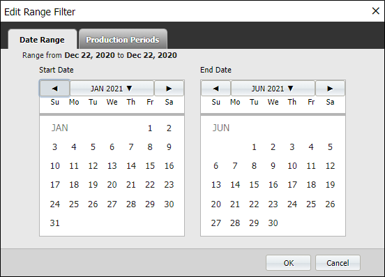 The Edit Range Filter dialog