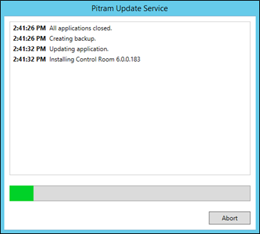The Pitram Update Service form
