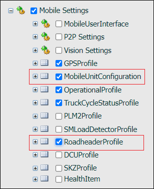 The Mobile Settings group for deployment