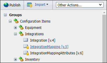 The Integrations groups in the Reference Data tree