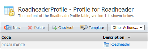 The Roadheader Profile configuration screen