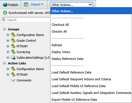 The Other Actions menu for the Reference Edit tree